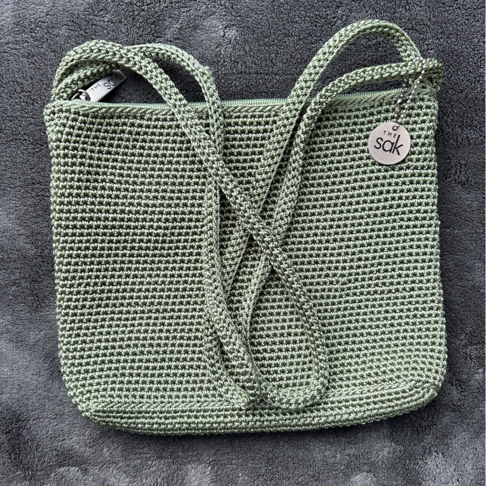 The Sak Hand Crocheted Sage Green Shoulder Bag 🌿